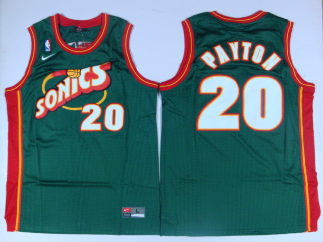 NBA Seattle Sonics 20 Gary Payton Throwback Green Jersey
